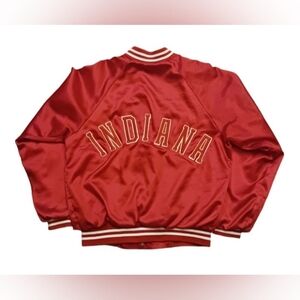 Vintage 80's Indiana University Spellout Satin Varsity Bomber Jacket